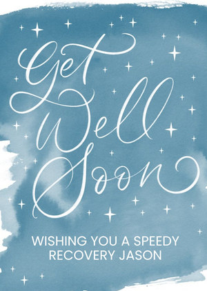 Calligraphy And Stars Get Well Soon Card