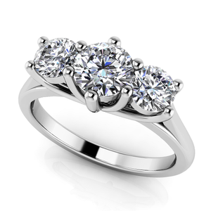 10 Prong Three Stone Diamond Engagment Ring