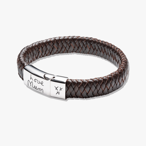 Mens Brown Leather Ashes Bracelet