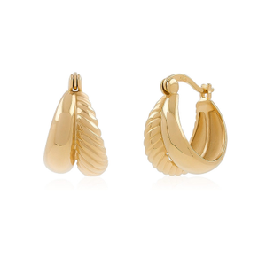 Chunky Double Hoop Earrings - Gold