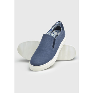 Blue Canvas Slip-On Sneakers