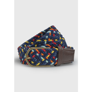 Oxford Brown Navy and Multicoloured Stretch Woven Belt