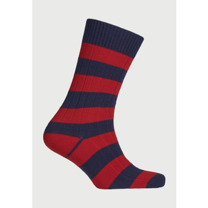 Cotton Rich Navy and Red Striped Socks