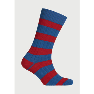 Cotton Rich Red and Blue Striped Socks