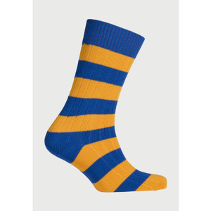 Cotton Rich Blue and Yellow Striped Socks