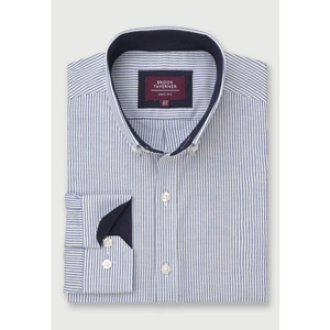 Tailored Fit Blue Stripe Stretch Oxford Cotton Shirt