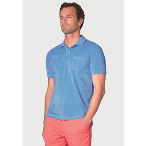 Milton Mid Blue Cotton Rich Terry Towelling Polo Shirt