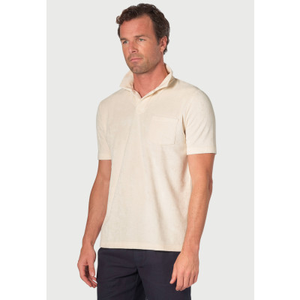 Milton Off White Cotton Rich Terry Towelling Polo Shirt