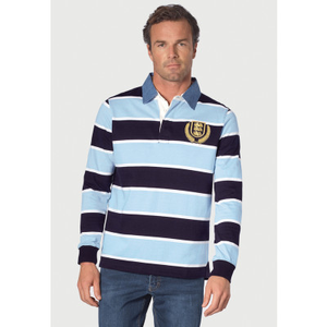 Richardson Sky Blue Pure Cotton Stripe Rugby Shirt