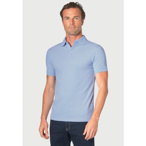 Hampton Sky Blue Marl Stretch Cotton Polo Shirt