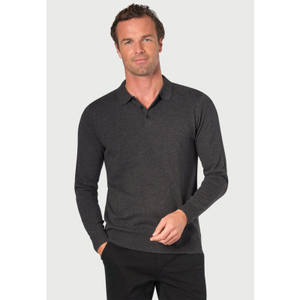 Casper Charcoal Long Sleeve Polo Shirt