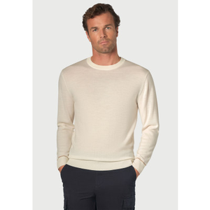 Arnold Ecru Merino Wool Crew Neck Jumper