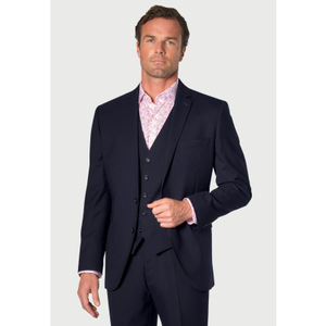 Tailored Fit Wells Navy Wool Blend Suit Jacket