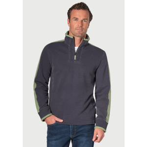 Cork Air Force Blue Cotton-Rich Zip Neck Sweatshirt