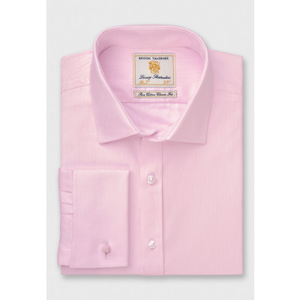 Regular Fit Pink Herringbone Double Cuff Cotton Shirt