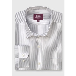 Regular Fit White and Grey Stripe Cotton Shirt