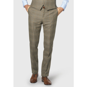 Tailored Fit Ribblesdale Olive Check Suit Trousers - British Fabric