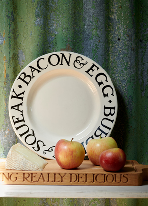Seconds Black Toast Bacon & Eggs Large Dinner Plate, 10.5 Inch