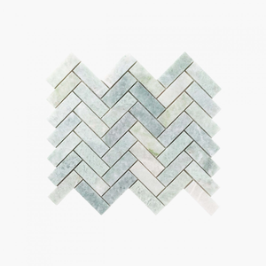 Natural Marble Mosaic Herringbone 25x75 MingGreen Honed Sample