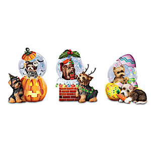 Holiday Yorkie Water Globe Collection