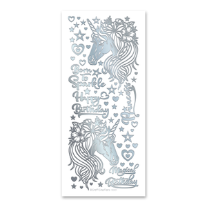 Born to Sparkle Unicorns Silver Self Adhesive Peel Off Stickers
