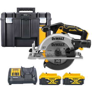 DeWalt DCS565 18V XR Cordless Brushless 165mm Circular Saw With 2 x 5.0Ah Batteries, Charger & TSTAK VI Case