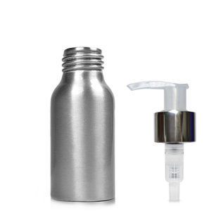 50ml Brushed Aluminium Metal Bottle With Premium Lotion Pump - Natural/Silver