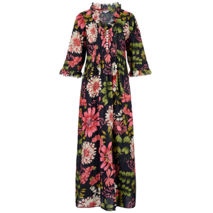 Cotton Annabel Maxi Dress In Black Floral (XL)