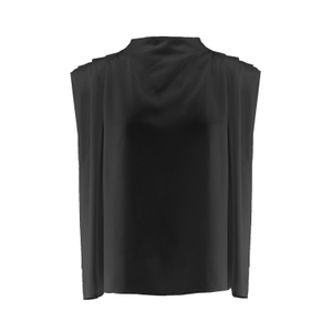 Black Draped Top With Padded Shoulders (L)