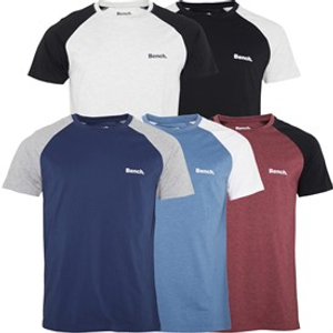 Bench Mens Trova Five Pack T-Shirts Black/Navy/Burgundy Marl/Denim Marl/Ecru Marl