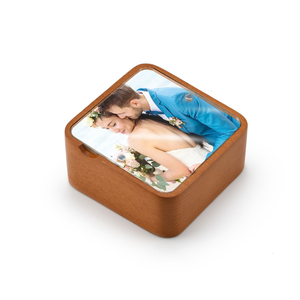 Natural Wood Tone Photo Music Box