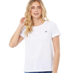 Crew Clothing Womens Roll Sleeve Round Neck T-Shirt White