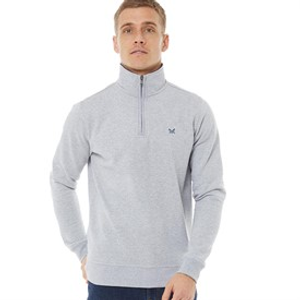 Crew Clothing Mens 1/2 Zip Solid Sweatshirt Grey Marl
