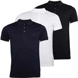 French Connection Mens Three Pack Jersey Polo Shirts Multi 2 -Black/White/Marine