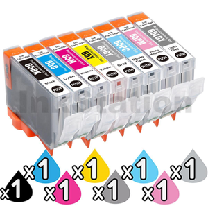 8 Pack Compatible Canon CLI-65 Ink Combo [1BK,1C,1M,1Y,1GY,1PC,1PM,1LGY]