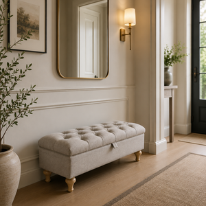 Rosie Ottoman Storage Bench | Putty