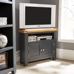 Chatsworth Blue Painted Oak Corner TV Unit- Grade B