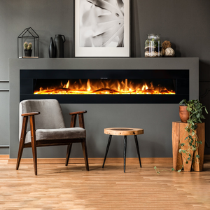 Ezee Glow XL Zara 72" Black Wall Mounted or Recessed / Built In Electric Fire