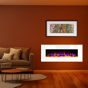 Ezee Glow Zara 50" White Wall Mounted or Recessed / Built In Electric Fire