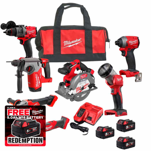 Milwaukee M18 FPP7A3-503B 18V 7 Piece Power Tool Kit with 3x 5.0Ah Batteries