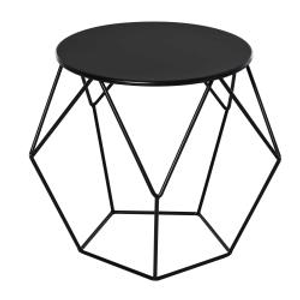 HOMCOM Round Side Table, Minimalist End Table with Steel Frame, Small Coffee Table for Living Room, Bedroom, Black