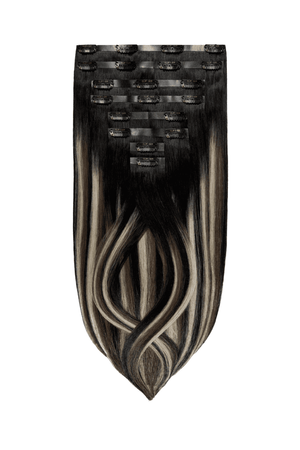 Silver Shadow Balayage Double Drawn Seamless Clip In Hair Extensions