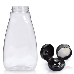 250ml Plastic Ketchup Bottle & 38mm Frosted Black Flip-Top Cap (10mm)