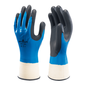SHOWA 377 Waterproof Impermeable Fully Coated Work Gloves with Nitrile Grip
