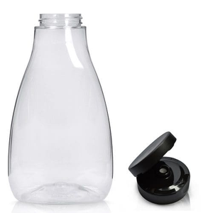 425ml Plastic Ketchup Bottle & 38mm Frosted Black Flip-Top Cap (10mm)