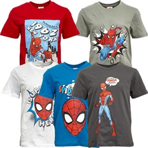 Spiderman Boys Five Pack T-Shirt Multi