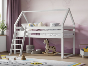 Flair Ellie House Mid Sleeper Bed White Solid Wood