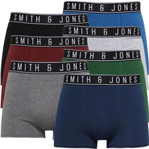Smith And Jones Mens Bez Seven Pack Boxers Black/Grey Marl/Port/Dark Green/Dark Blue
