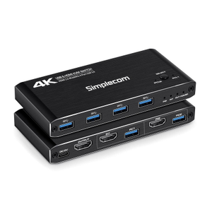 2-Port HDMI KVM Switch HDMI 2.0 4K@60Hz 4-Port USB 3.0 Hub 5Gbps Simplecom KM420