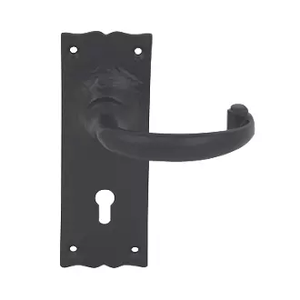 Ornate Lever Latch Lock Door Handle - Vintage Black Iron - Pair - Designer Lever